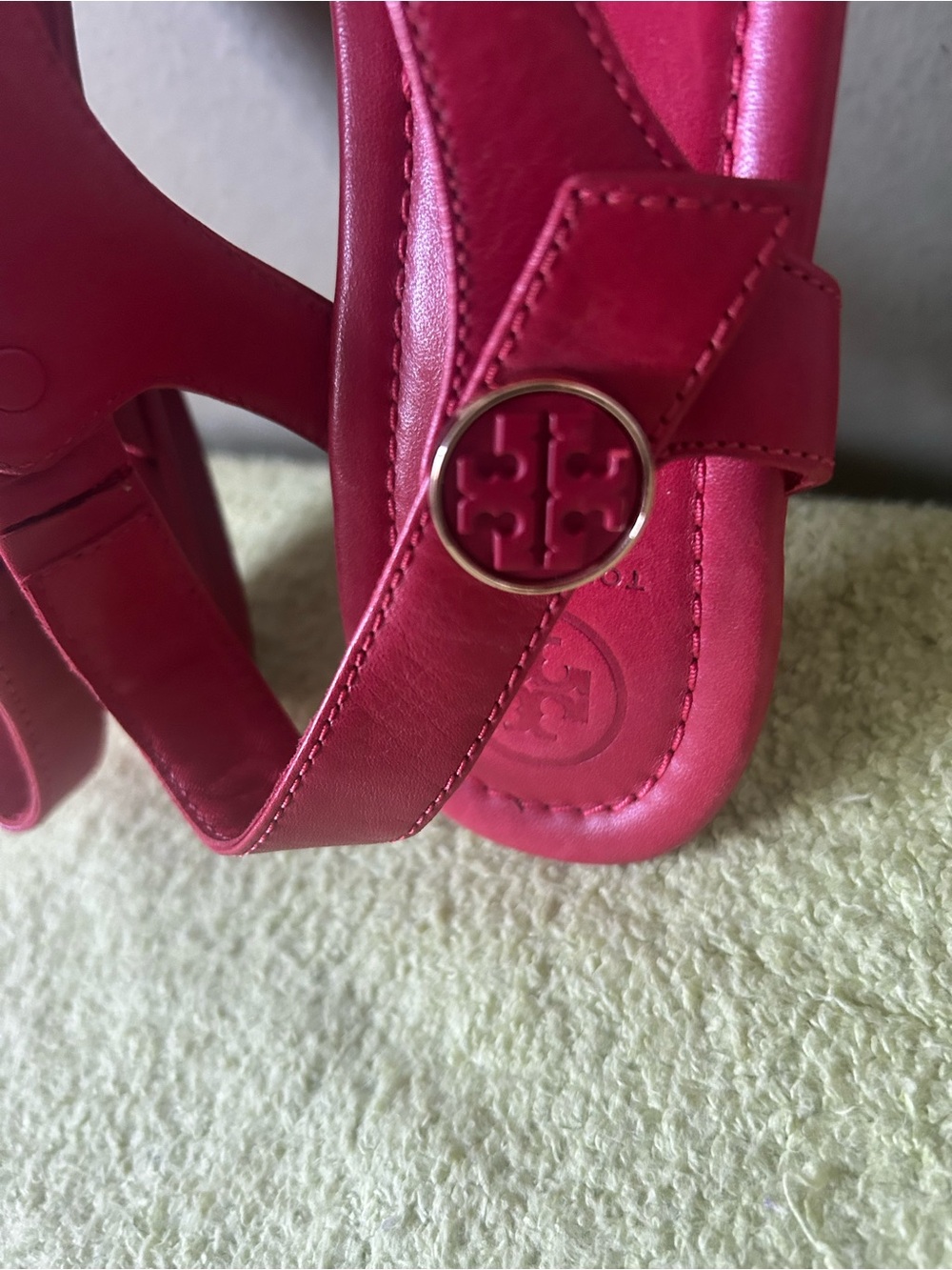 Tory Burch Red Leather Slingback Thong Sandals Sz 8 - Picture 5 of 13